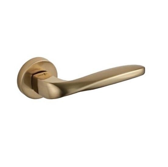 Poignée de porte Thessalonique avec rosace, finition Albrifin mat